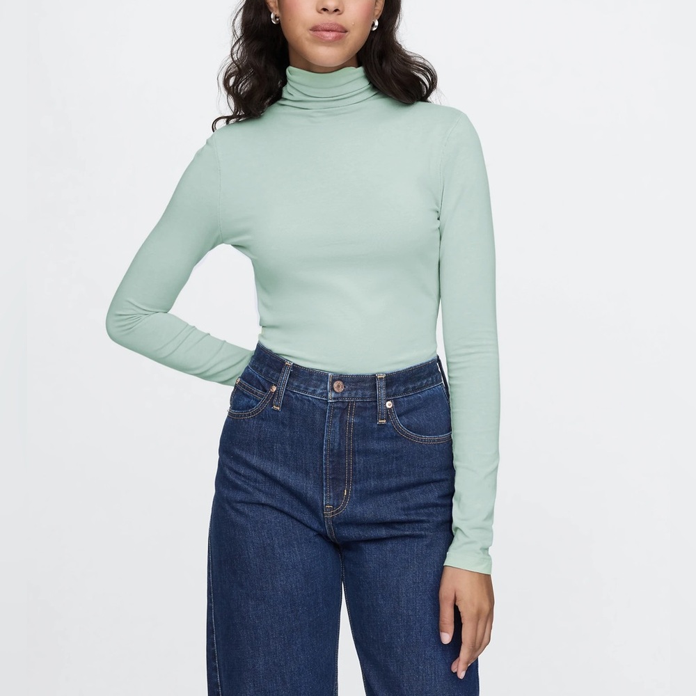 GAP Featherweight Turtleneck, Frothy Aqua Blue